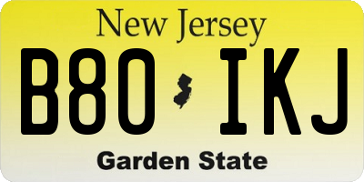 NJ license plate B80IKJ