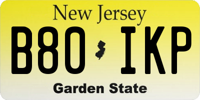 NJ license plate B80IKP