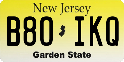NJ license plate B80IKQ