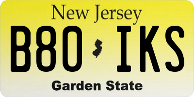 NJ license plate B80IKS