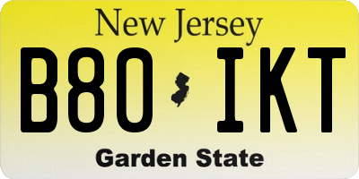 NJ license plate B80IKT