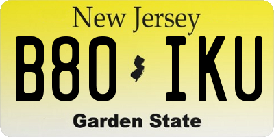 NJ license plate B80IKU