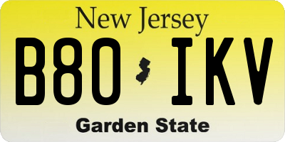 NJ license plate B80IKV