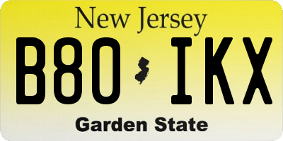 NJ license plate B80IKX