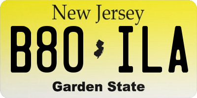 NJ license plate B80ILA
