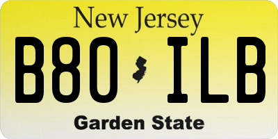 NJ license plate B80ILB