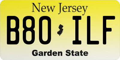 NJ license plate B80ILF