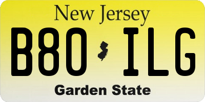 NJ license plate B80ILG