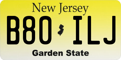 NJ license plate B80ILJ