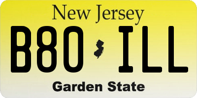 NJ license plate B80ILL