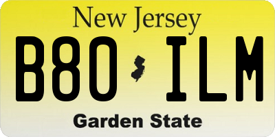 NJ license plate B80ILM