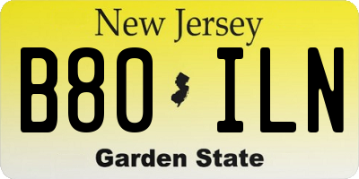 NJ license plate B80ILN