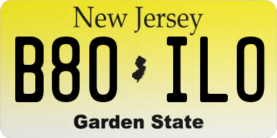 NJ license plate B80ILO