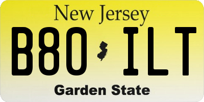 NJ license plate B80ILT