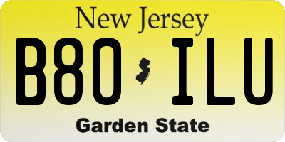 NJ license plate B80ILU