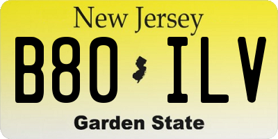 NJ license plate B80ILV