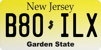NJ license plate B80ILX