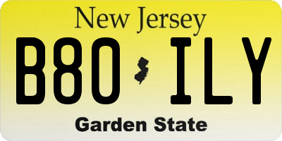 NJ license plate B80ILY