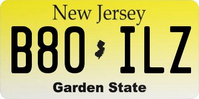 NJ license plate B80ILZ