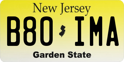 NJ license plate B80IMA
