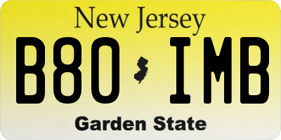 NJ license plate B80IMB