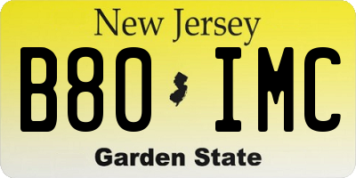 NJ license plate B80IMC