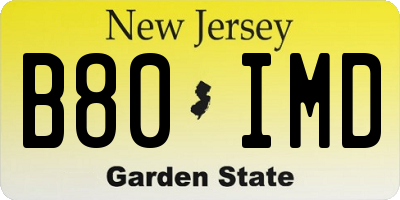 NJ license plate B80IMD
