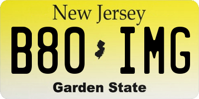 NJ license plate B80IMG