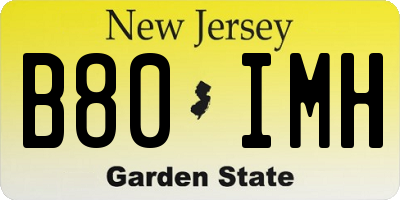 NJ license plate B80IMH