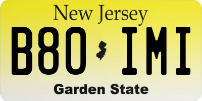 NJ license plate B80IMI