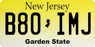 NJ license plate B80IMJ