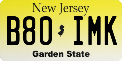 NJ license plate B80IMK