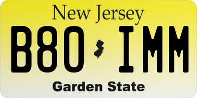 NJ license plate B80IMM