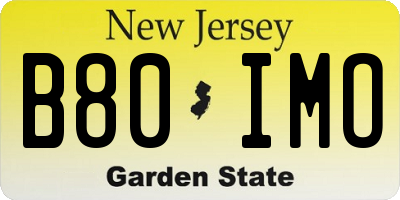 NJ license plate B80IMO