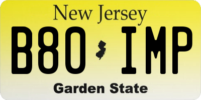 NJ license plate B80IMP