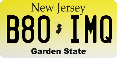 NJ license plate B80IMQ
