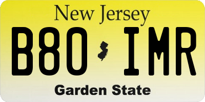 NJ license plate B80IMR