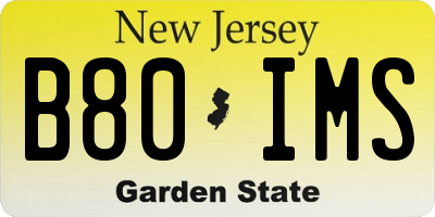 NJ license plate B80IMS