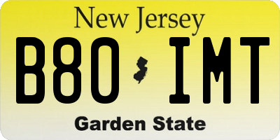 NJ license plate B80IMT