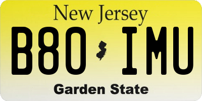 NJ license plate B80IMU
