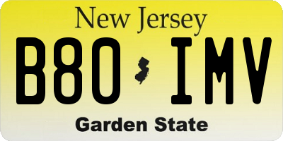 NJ license plate B80IMV