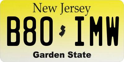 NJ license plate B80IMW
