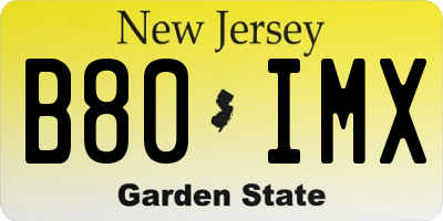 NJ license plate B80IMX