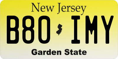 NJ license plate B80IMY