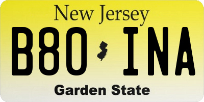 NJ license plate B80INA