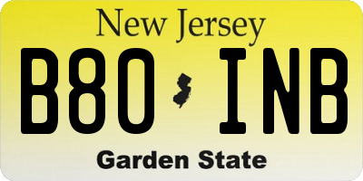 NJ license plate B80INB