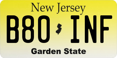 NJ license plate B80INF