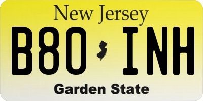 NJ license plate B80INH