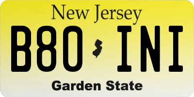 NJ license plate B80INI