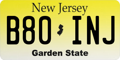 NJ license plate B80INJ